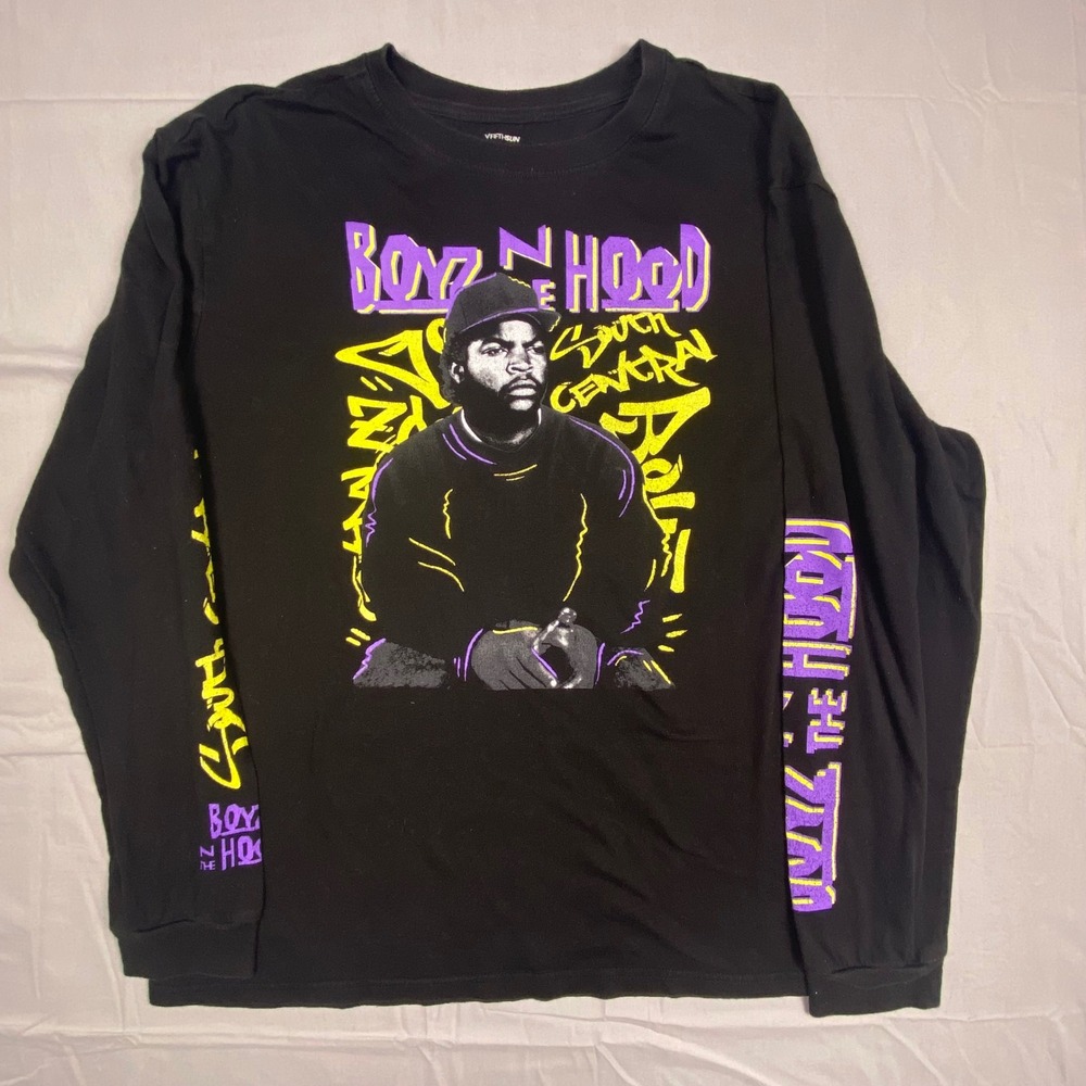 Fifth Sun Boyz N The Hood Ice Cube Long Sleeve Graphic T-Shirt Mens Large Black